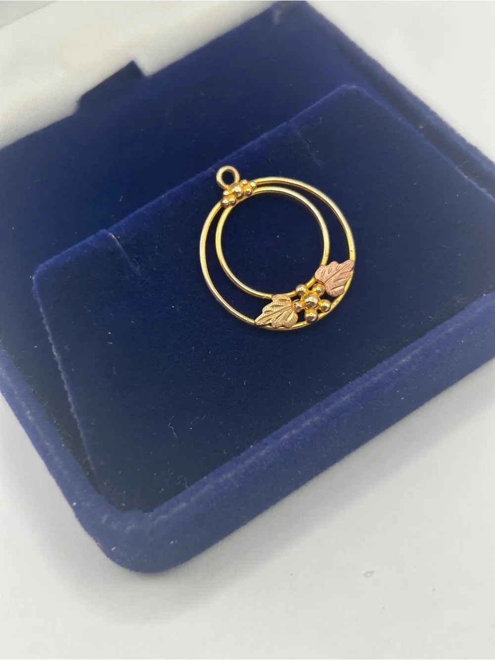 Vintage 12k Black Hills Gold Double Circle Pendant
